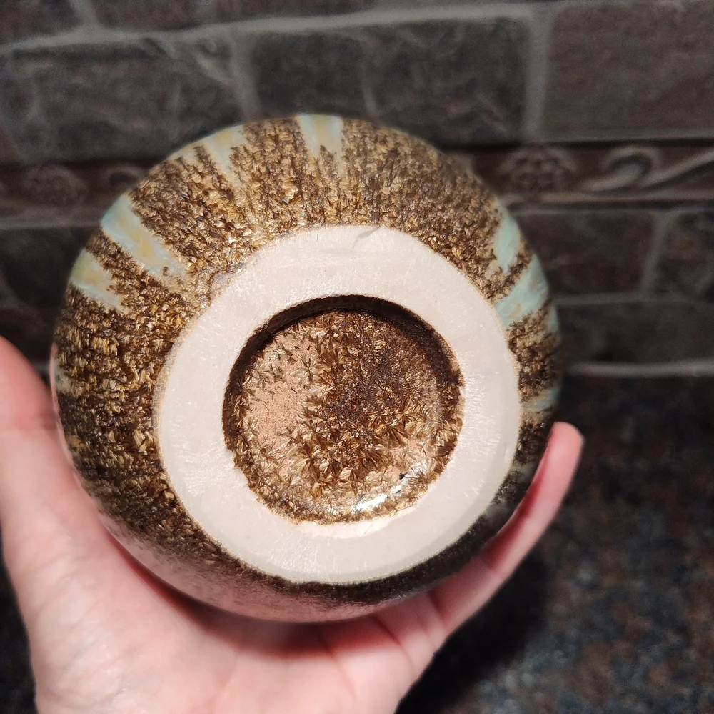 Artistic Blue and Brown Drip Glaze Ceramic Bud Vase - Picture 4 of 5